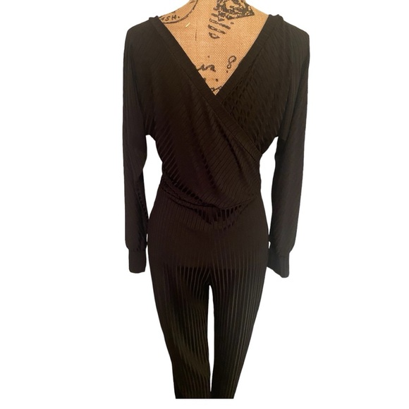 Ribbed Black Jumpsuit - Picture 3 of 8